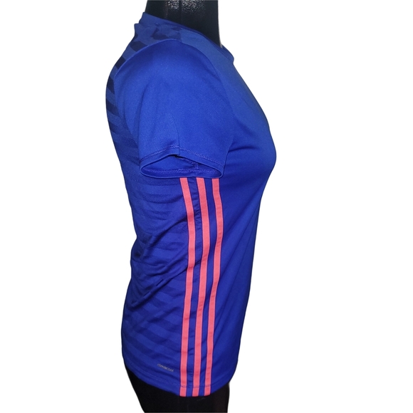Adidas Blue T-Shirt With Pink Trim - Picture 3 of 6